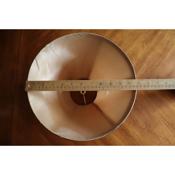 Vintage Tan Silky Fabric Lampshade 8.5" Tall Round Bell Shape 6 Panels - Picture 10 of 16
